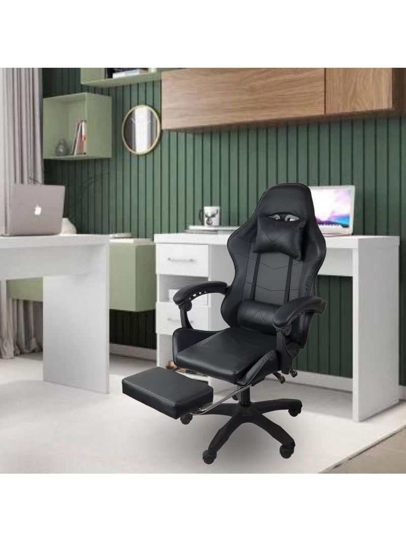 Kit 2 Cadeiras Gamer Stillus Ergonômica Com Apoio Para Os Pés Preto