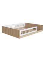 Cama Casal De Chão Infantil Montessoriana Menino Menina 194cm Com Grade De Proteção Aveiro Oak