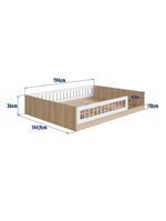 Cama Casal De Chão Infantil Montessoriana Menino Menina 194cm Com Grade De Proteção Aveiro Oak