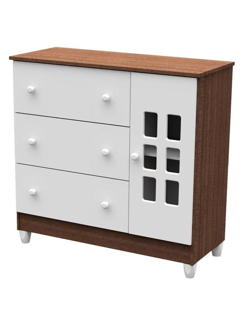 Quarto De Bebê Mariah 3 Portas Com Berço Lara Branco Acetinado Amadeirado - Carolina
