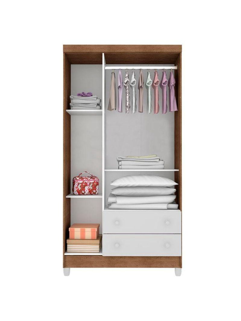 Quarto De Bebê Mariah 3 Portas Com Berço Lara Branco Acetinado Amadeirado - Carolina