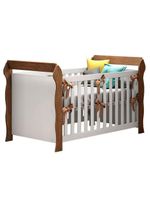 Quarto De Bebê Mariah 3 Portas Com Berço Lara Branco Acetinado Amadeirado - Carolina
