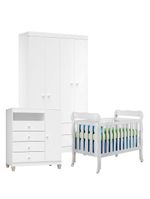 Quarto De Bebê 4 Portas Ternura Baby Com Berço Lila Branco Brilho - Incorplac