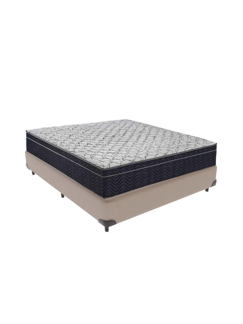 Conjunto Casal Cama Bege Box Colchão Extra Firme Ortobom D45