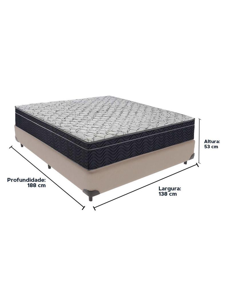 Conjunto Casal Cama Bege Box Colchão Extra Firme Ortobom D45