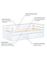 Cama Infantil Eco Com 02 Gavetas E Grade De Proteção Madeira Maciça Branco Mobilistore