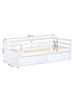 Cama Infantil Eco Com 02 Gavetas E Grade De Proteção Madeira Maciça Branco Mobilistore