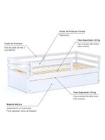Bicama Infantil Slim Grade Proteção Madeira Branco