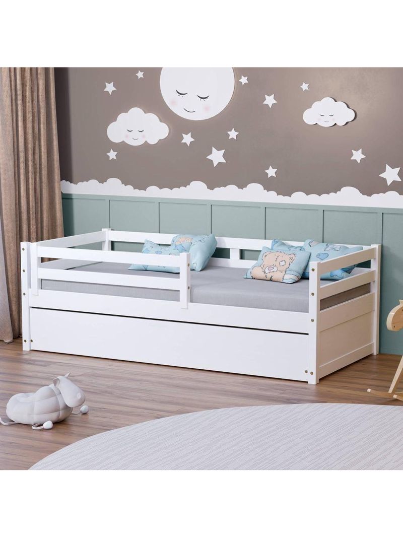 Bicama Infantil Slim Grade Proteção Madeira Branco