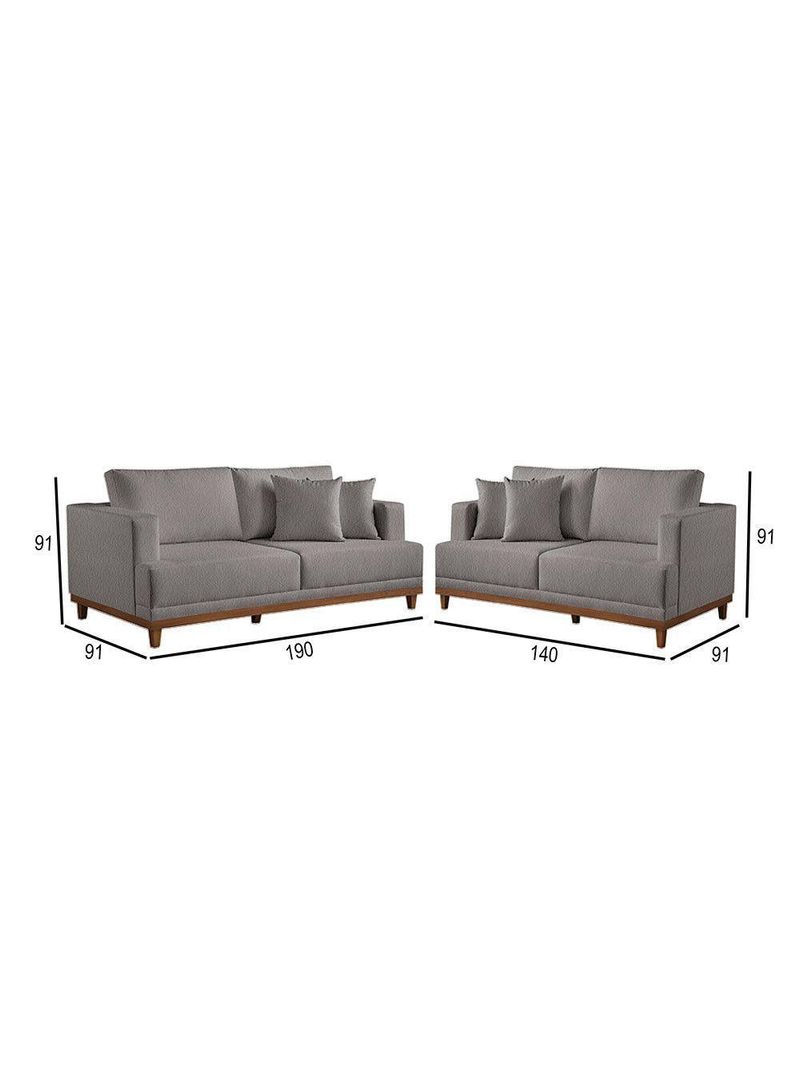 Conjunto Sofás 2 E 3 Lugares Fixo Linho M-175 Martins Cinza