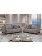 Conjunto Sofás 2 E 3 Lugares Fixo Linho M-175 Martins Cinza