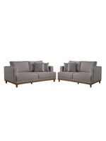 Conjunto Sofás 2 E 3 Lugares Fixo Linho M-175 Martins Cinza