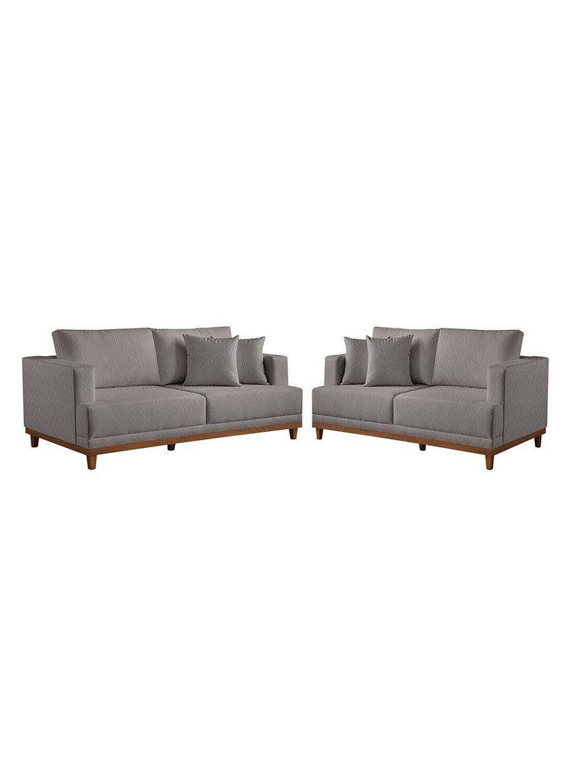 Conjunto Sofás 2 E 3 Lugares Fixo Linho M-175 Martins Cinza