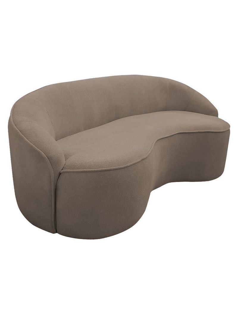 Sofá Curvo Montserrat 180cm 03 Lugares Bouclé Marrom Claro - Nexta Casa