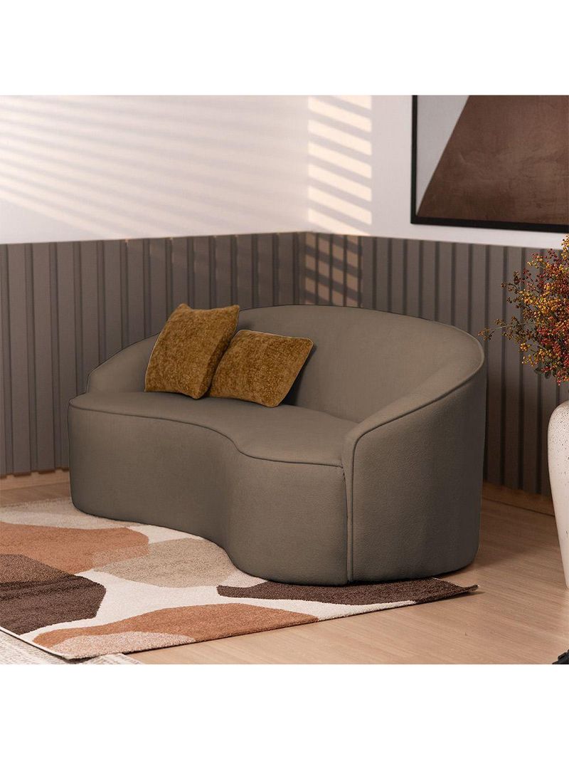 Sofá Curvo Montserrat 180cm 03 Lugares Bouclé Marrom Claro - Nexta Casa