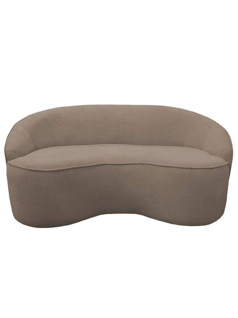 Sofá Curvo Montserrat 180cm 03 Lugares Bouclé Marrom Claro - Nexta Casa
