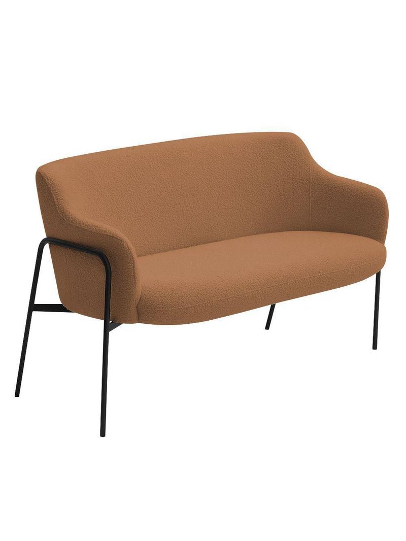 Sofá Namoradeira 02 Lugares 130cm Jade Base Preto Bouclé Terracota - Nexta Casa