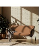Sofá Namoradeira 02 Lugares 130cm Jade Base Preto Bouclé Terracota - Nexta Casa