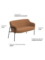Sofá Namoradeira 02 Lugares 130cm Jade Base Preto Bouclé Terracota - Nexta Casa