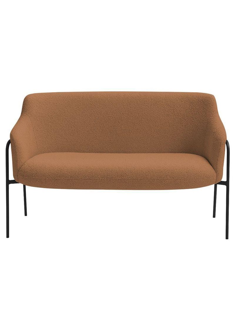 Sofá Namoradeira 02 Lugares 130cm Jade Base Preto Bouclé Terracota - Nexta Casa
