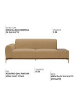 Sofá Molino 3 Lugares 180cm C/mesa Auxiliar Esquerdo Pés Ourof Bouclé Camel - Nexta Casa