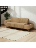 Sofá Molino 3 Lugares 180cm C/mesa Auxiliar Esquerdo Pés Ourof Bouclé Camel - Nexta Casa