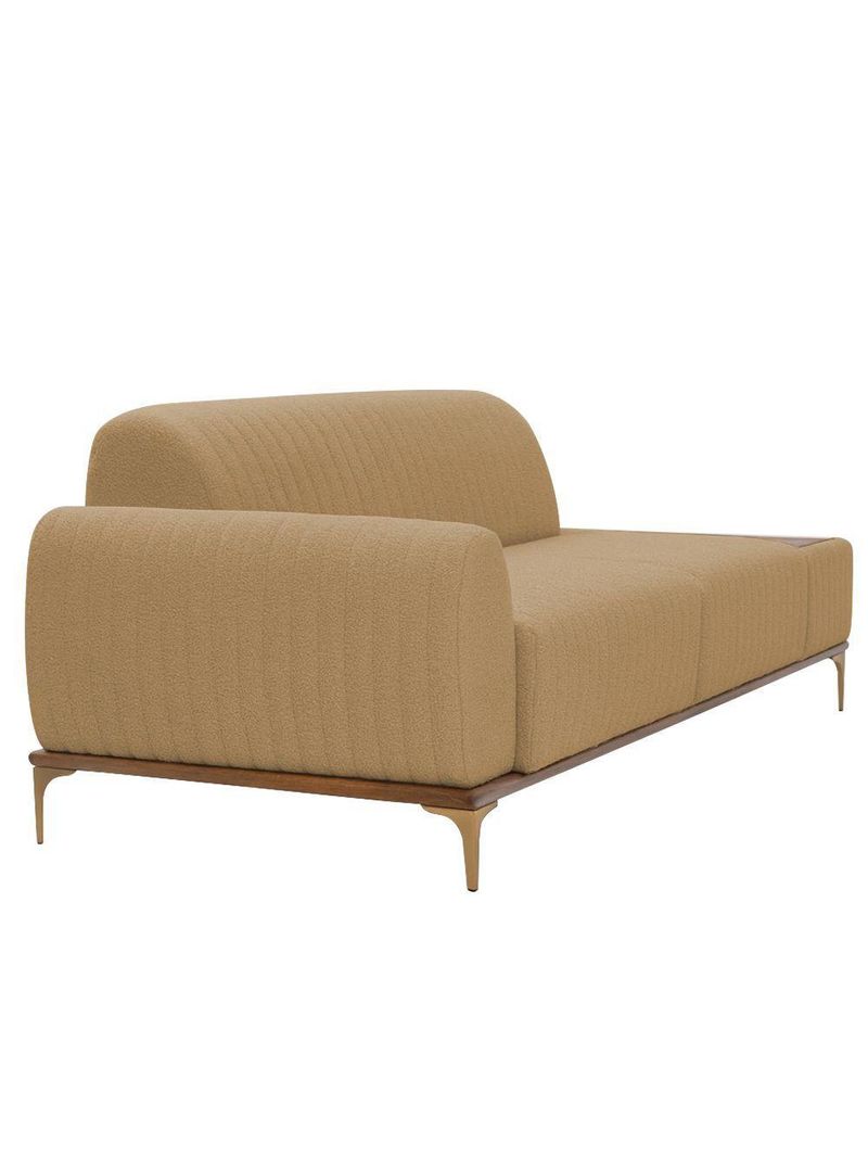 Sofá Molino 3 Lugares 180cm C/mesa Auxiliar Esquerdo Pés Ourof Bouclé Camel - Nexta Casa