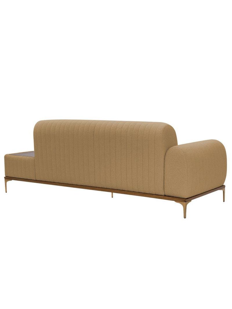 Sofá Molino 3 Lugares 180cm C/mesa Auxiliar Esquerdo Pés Ourof Bouclé Camel - Nexta Casa