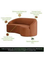 Sofá Curvo Montserrat 230cm 04 Lugares Veludo Terracota - Nexta Casa
