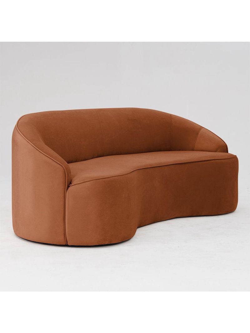 Sofá Curvo Montserrat 230cm 04 Lugares Veludo Terracota - Nexta Casa