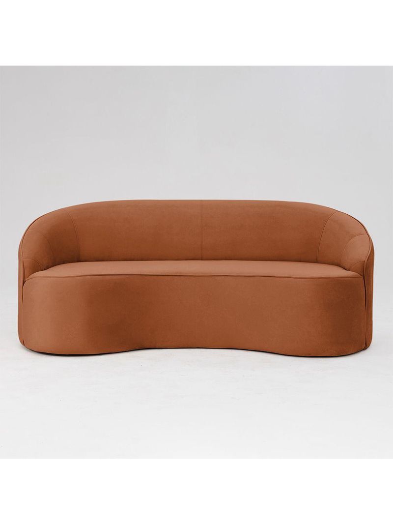Sofá Curvo Montserrat 230cm 04 Lugares Veludo Terracota - Nexta Casa