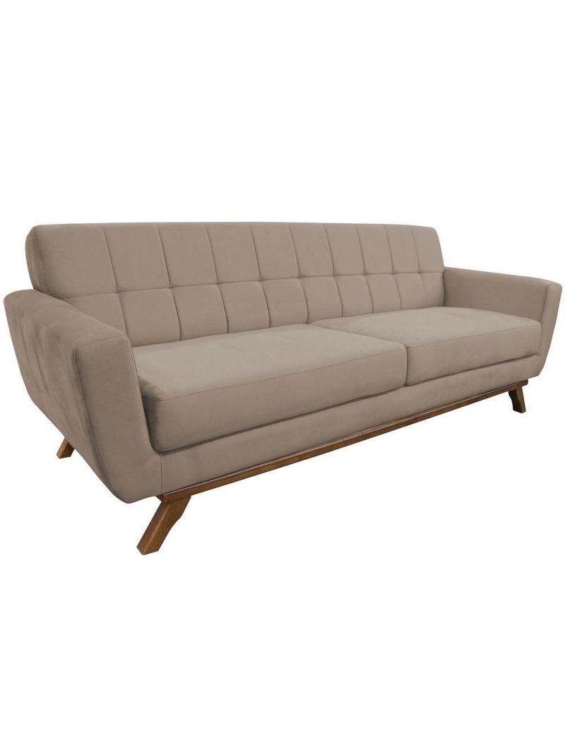 Sofá 03 Lugares 180cm Sala De Estar Miami Veludo Bege - Nexta Casa