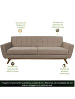 Sofá 03 Lugares 180cm Sala De Estar Miami Veludo Bege - Nexta Casa