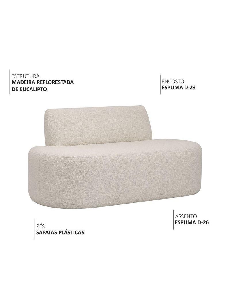 Sofá Reto 03 Lugares 180cm Mônaco Bouclé Off White - Nexta Casa