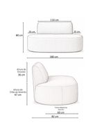 Sofá Reto 03 Lugares 180cm Mônaco Bouclé Off White - Nexta Casa