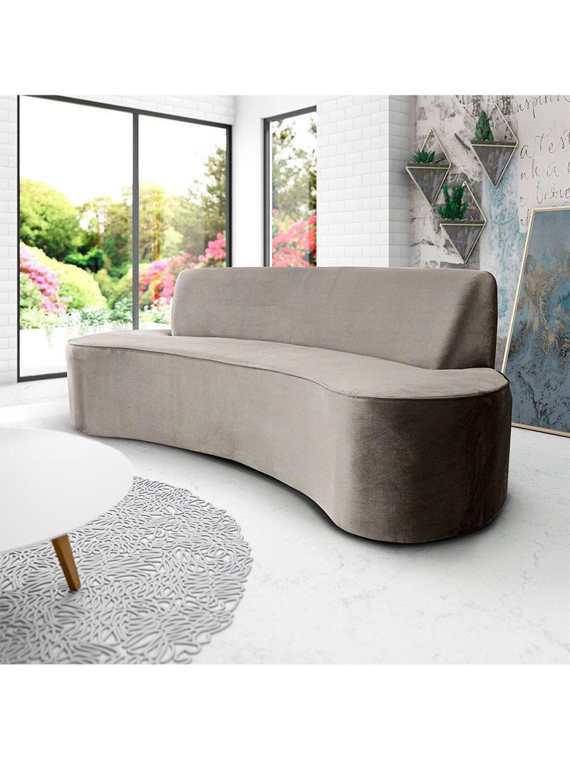 Sofá 04 Lugares 230cm Mônaco Veludo Bege - Nexta Casa