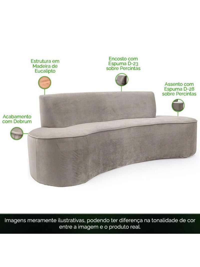 Sofá 04 Lugares 230cm Mônaco Veludo Bege - Nexta Casa