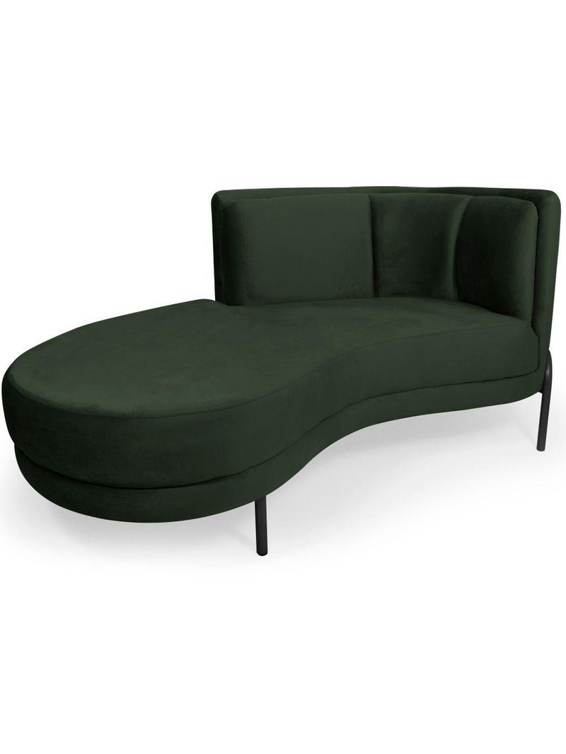 Sofá Chaise Esquerdo Sala De Estar Penélope Base Preto Veludo Verde Musgo - Nexta Casa