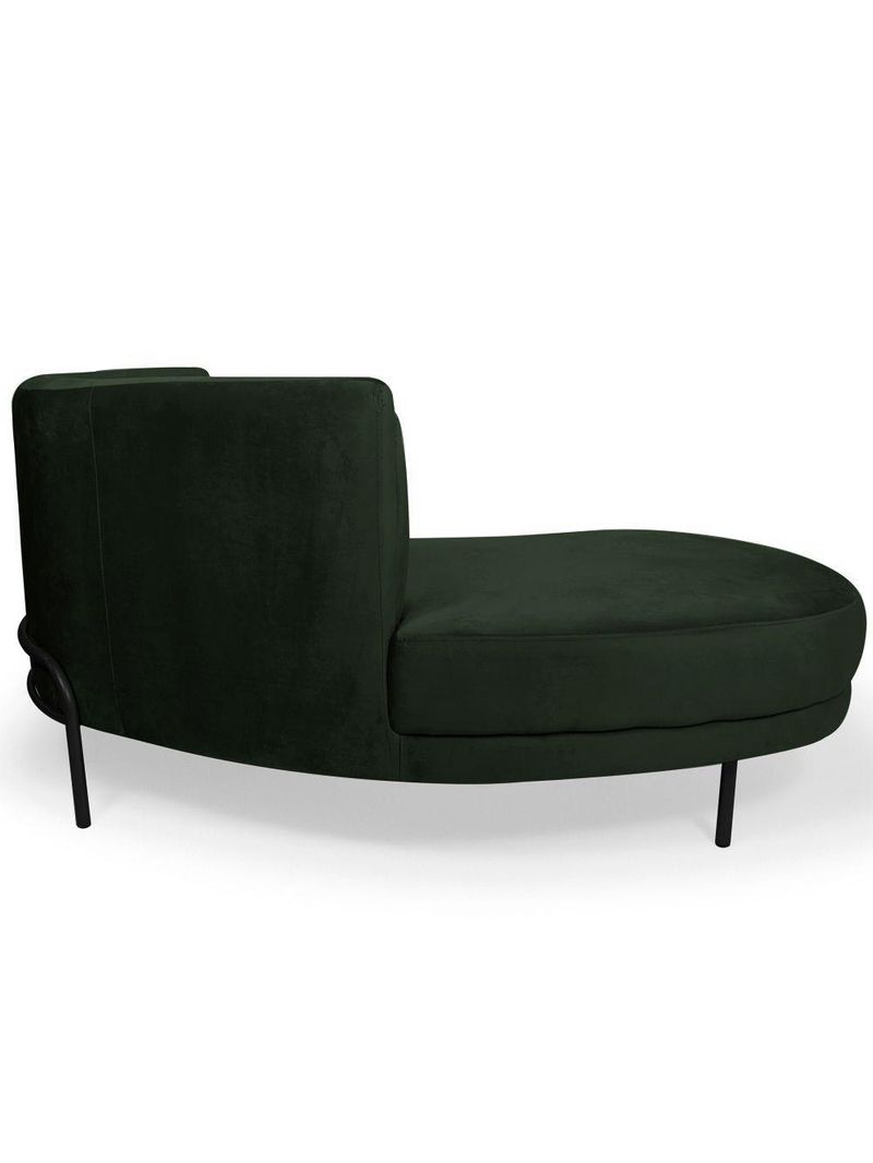 Sofá Chaise Esquerdo Sala De Estar Penélope Base Preto Veludo Verde Musgo - Nexta Casa