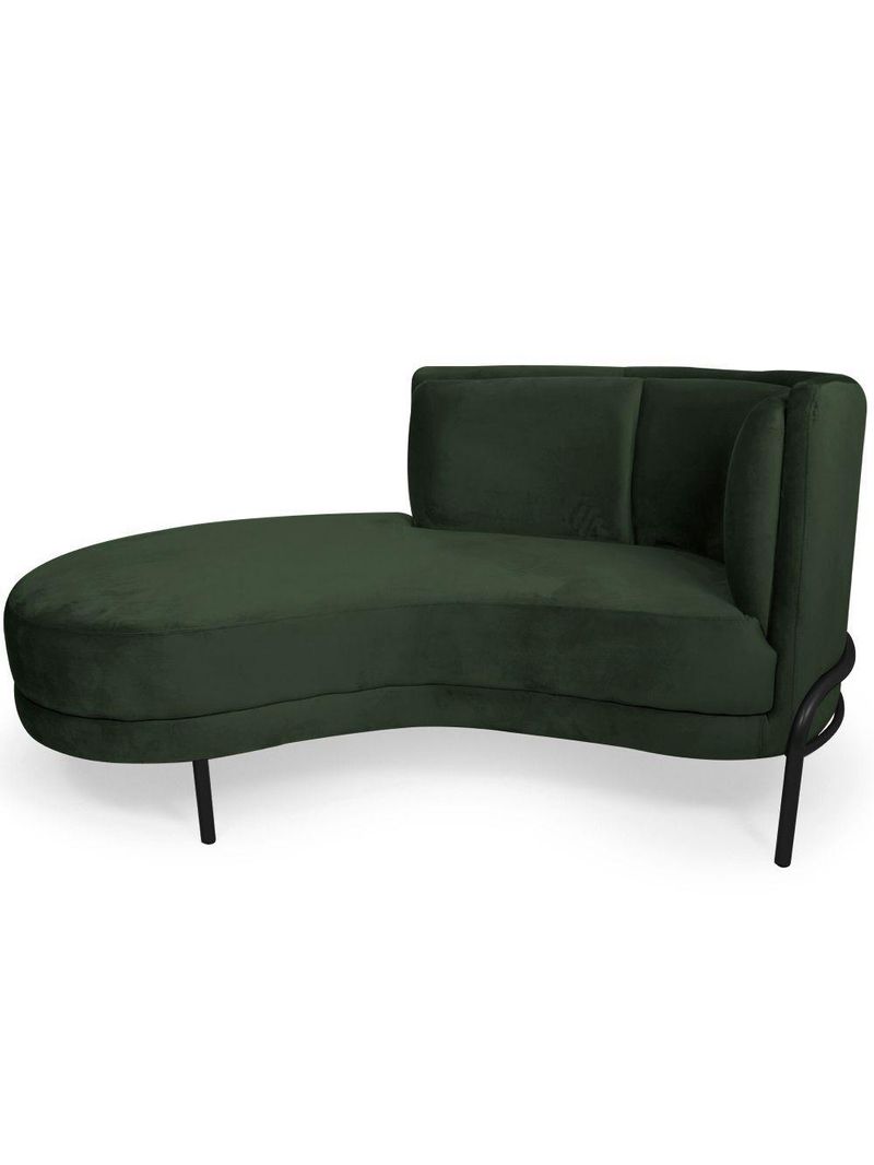 Sofá Chaise Esquerdo Sala De Estar Penélope Base Preto Veludo Verde Musgo - Nexta Casa