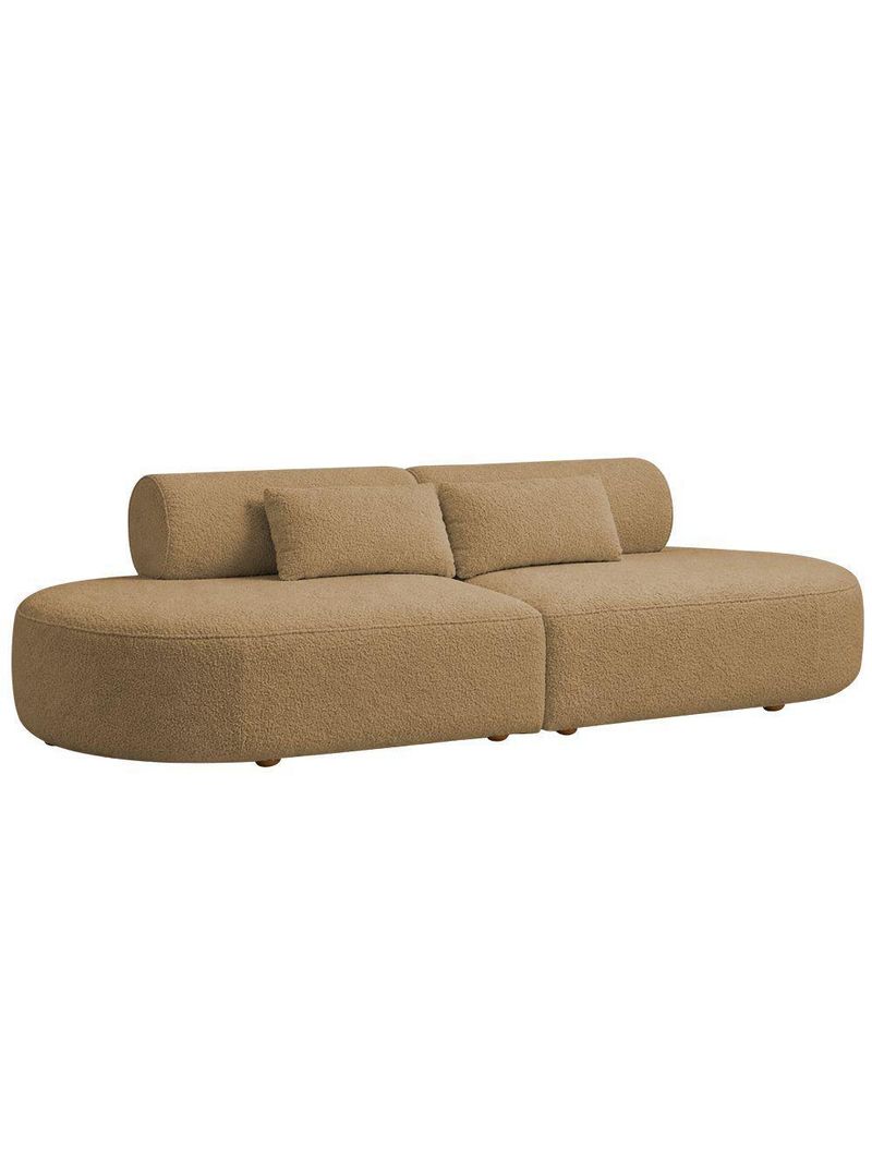 Sofá Orgânico Horizonte 4 Lugares 230cm Bouclé Camel - Nexta Casa