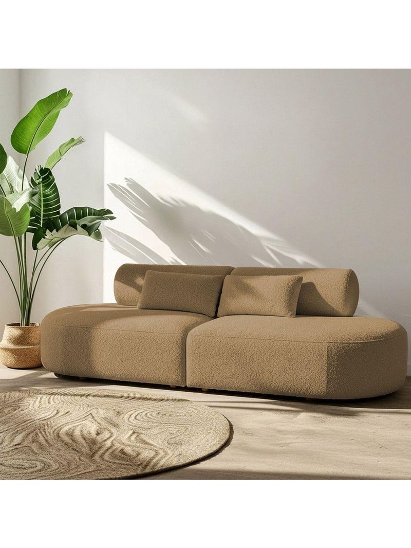 Sofá Orgânico Horizonte 4 Lugares 230cm Bouclé Camel - Nexta Casa