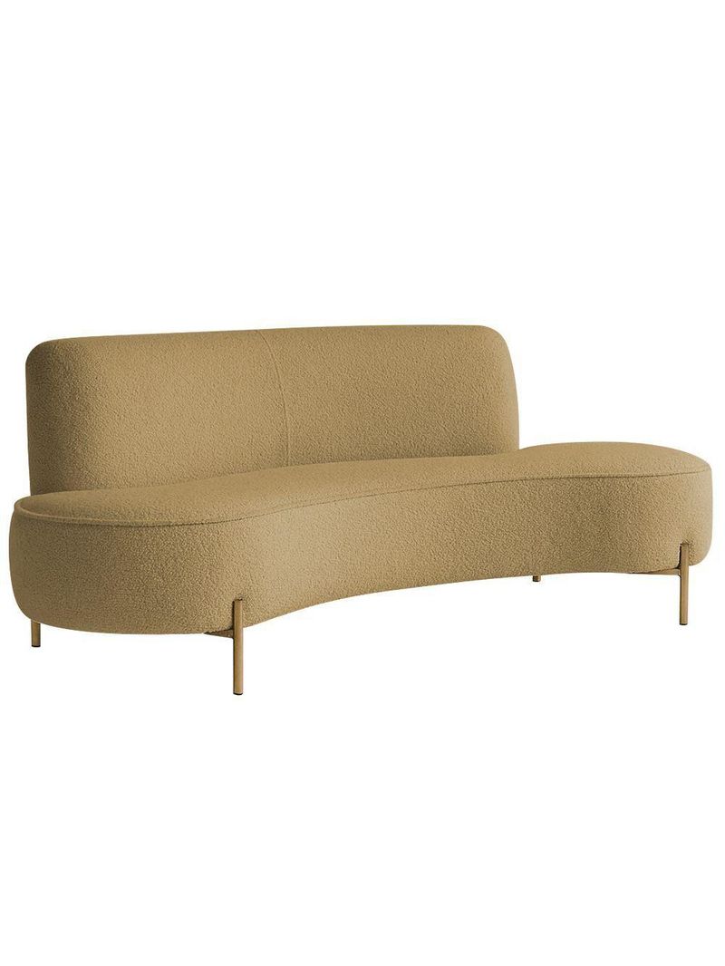Sofá Orgânico 2 Lugares 150cm Argos Pés Ouro Fosco Bouclé Camel - Nexta Casa