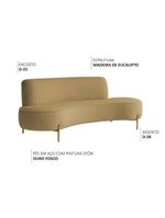 Sofá Orgânico 2 Lugares 150cm Argos Pés Ouro Fosco Bouclé Camel - Nexta Casa