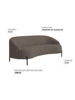 Sofá Curvo Porto 03 Lugares 180cm Pés Preto Bouclé Marrom - Nexta Casa