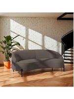 Sofá Curvo Porto 03 Lugares 180cm Pés Preto Bouclé Marrom - Nexta Casa