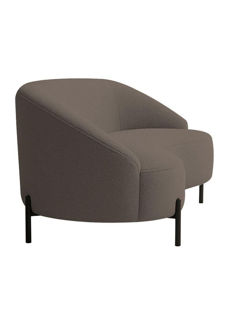 Sofá Curvo Porto 03 Lugares 180cm Pés Preto Bouclé Marrom - Nexta Casa