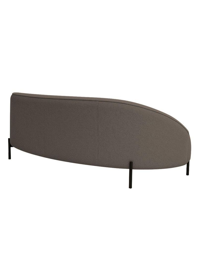 Sofá Curvo Porto 03 Lugares 180cm Pés Preto Bouclé Marrom - Nexta Casa