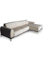 Sofá Molino 5 Lugares 300cm Chaise Esquerdo Pés Gold Veludo Creme - Nexta Casa