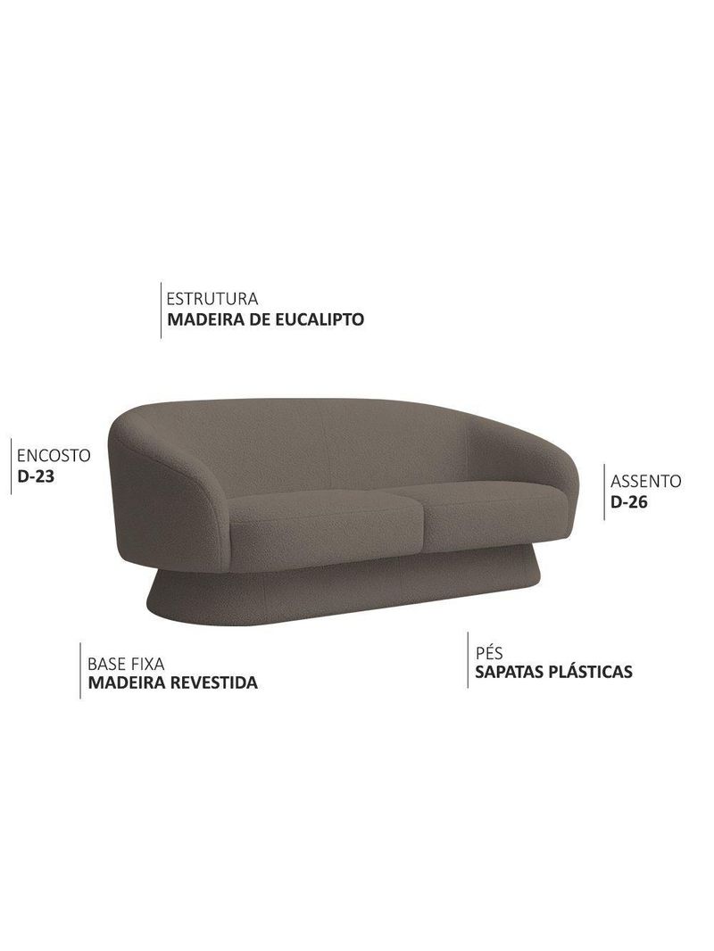 Sofá Orgânico 03 Lugares 180cm Liz Bouclé Marrom - Nexta Casa